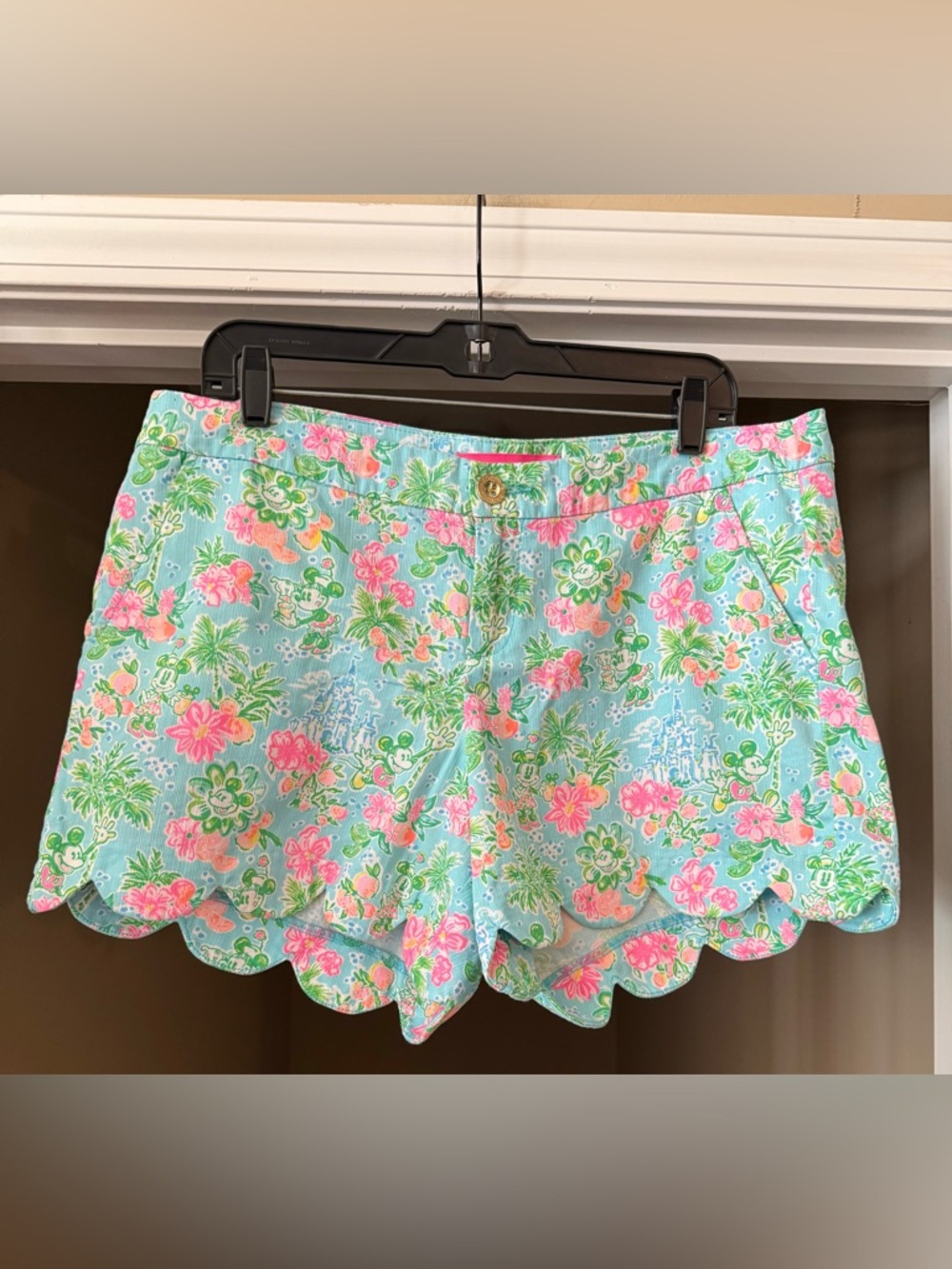 Disney x Lilly Pulitzer Buttercup Shorts: Blue Ibiza Lilly Loves Disney, Size 14